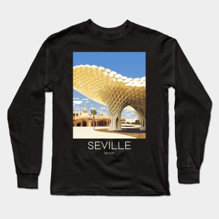 A Pop Art Travel Print of Seville - Spain Long Sleeve T-Shirt